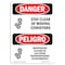 Signmission OSHA, Stay Clear Of Moving Conveyors Bilingual, 14in X 10in Rigid Plastic, 10" W, 14" H, Spanish OS-DS-P-1014-VS-1579 - alternate 1